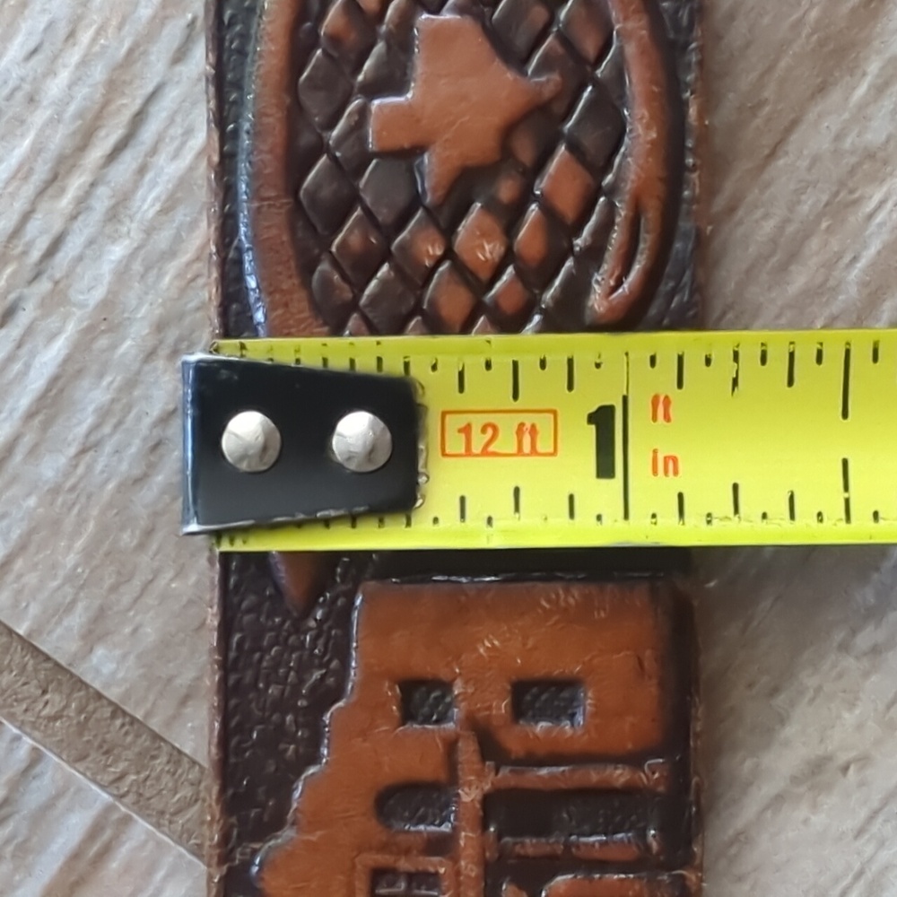 Vintage Hand Tooled Leather Texas Souvenir Belt Alamo Lone Star Flag 32 - Picture 7 of 10